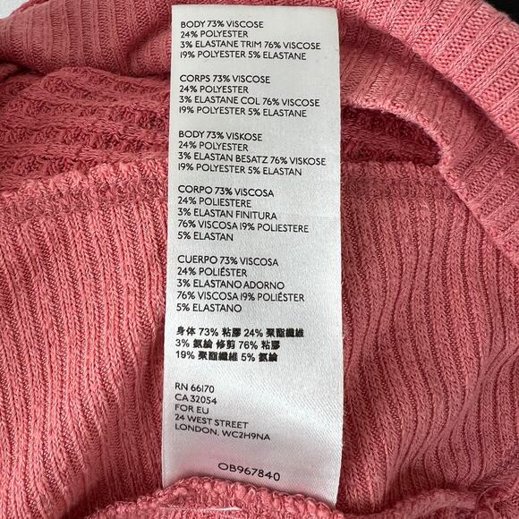 FREE PEOPLE WE THE FREE Pink Coraline V-Neckline Oversized Fit Thermal Top Sz S - Picture 8 of 8